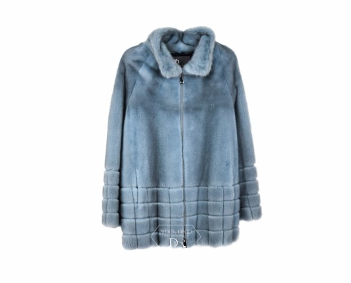 Chaqueta Visón Azul Mujer Cremallera - Chaqueta de pelo Visón Mujer - Firenze